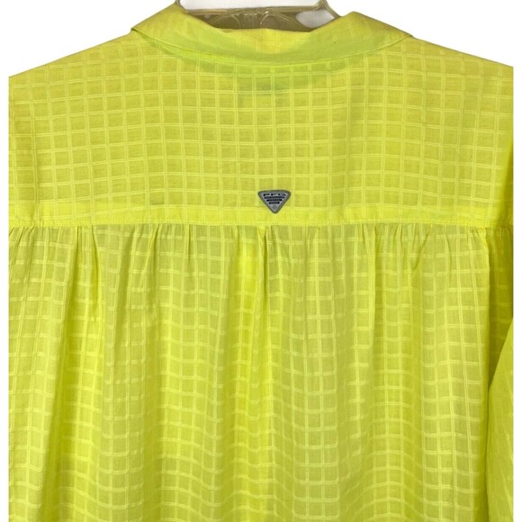 Columbia PFG Long Sleeve Button Front Shirt  1X  NWOT  Yellow  Outdoor Adventure - Picture 3 of 8